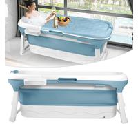 Baignoire pliable - Baignoire de siège portable - Profitez d'un bain relaxant - Conception gain de place - 148 x 62 x 52 cm - Bleu