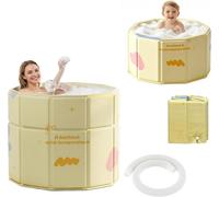 Baignoire pliable - Baignoire portable - Relaxation et récupération - Conception gain de place - Hauteur : 70 cm - Jaune