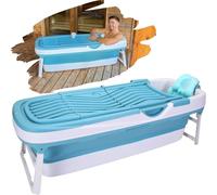 Baignoire pliable - Baignoire rétractable - Baignoire gain de place - Dimensions XXL - 158 cm - Bleu