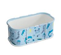 Baignoire Pliable Portable 110 x 60 x 50 cm - Seau de Bain Vapeur Sauna Autoportant pour Adulte, Trempage Sans Gonflage, Spa Intérieur Chaud et Glacé (Bleu)