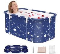 Baignoire pliable portable pour adulte - 140 x 60 x 50 cm | Baignoire mobile pour douche et petite salle de bain, 6 couches isolées pour bain glacé et spa chaud