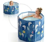 Baignoire pliable pour adultes - Baignoire portable de 70 cm, avec siège, pour l'eau froide et chaude