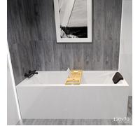 Baignoire Rectangulaire 130x70 + appui-tête + planche en bambou Siphon + pieds