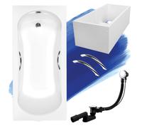 Baignoire Rectangulaire 130x70 + support en polystyrène + poignée Siphon + pieds