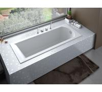 Baignoire rectangulaire 140x70 avec revêtement en polystyrène (étagère 4cm), écoulement & pieds S | Set complet 4in1 baignoire originale en acrylique | BADLAND SHEA SLIM