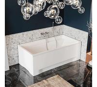Baignoire rectangulaire 140x70 avec tablier acrylique, vidage et pieds S | Set complet 4en1 baignoire originale acrylique siphon | BADLAND ELZA
