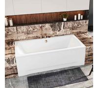 Baignoire rectangulaire 140x70 avec tablier acrylique, vidage et pieds S | Set complet 4en1 baignoire originale acrylique siphon | BADLAND APRI