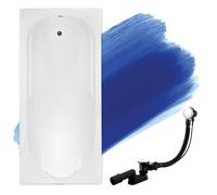 Baignoire acrylique rectangulaire blanc moderne 140x70 cm - KIT 3 en 1 avec siphon automatique et pieds inclus | BADLAND BONA