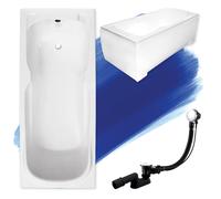 Baignoire rectangulaire 140x70 avec tablier acrylique, vidage et pieds S | Set complet 4en1 baignoire originale acrylique siphon | BADLAND MAJKA