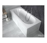 Baignoire rectangulaire 150x75 avec support de baignoire, garniture d'écoulement & pieds S | Set complet 4in1 baignoire originale acrylique siphon | BADLAND VITAE SLIM
