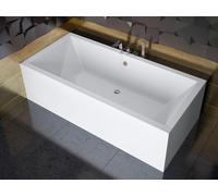Baignoire rectangulaire 155x70 avec tablier acrylique, vidage et pieds S | Set complet 4in1 baignoire originale acrylique siphon | BADLAND QUADRO