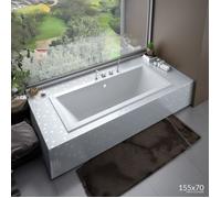 Baignoire Rectangulaire 155x70 + des panneaux en polystyrène Siphon + pieds