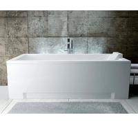 Baignoire rectangulaire - 160 x 70 cm - sans Habillage - avec Pieds - Repose-tête - Étagère bambou - Vidage Chrome - MODERN