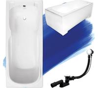 Baignoire rectangulaire 160x70 avec tablier acrylique, vidage et pieds S | Set complet 4en1 baignoire originale acrylique siphon | BADLAND MAJKA