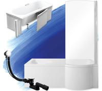 Baignoire rectangulaire 160x70 droite avec revêtement en polystyrène, écoulement & pieds S | Set complet 4en1 baignoire originale acrylique siphon | BADLAND INSPIRO