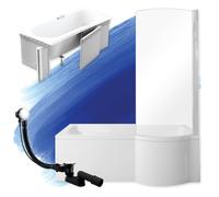 Baignoire Rectangulaire 160x70 Droite + des panneaux en polystyrène Siphon+pieds