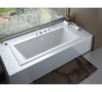 Baignoire rectangulaire 165x75 avec revêtement en polystyrène (étagère 4cm), écoulement & pieds S | Set complet 4in1 baignoire originale en acrylique | BADLAND QUADRO SLIM