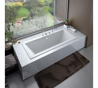 Baignoire rectangulaire 165x75 avec revêtement en polystyrène, vidage & pieds S | Set complet 4in1 baignoire originale acrylique siphon | BADLAND QUADRO SLIM