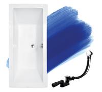 Baignoire BADLAND rectangulaire Quadro SLIM 165x75 bord 15mm avec garniture d'écoulement et pieds S sans habillage