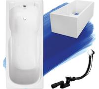 Baignoire rectangulaire 170x70 avec support de baignoire, vidage & pieds S | Set complet 4in1 baignoire originale acrylique siphon | BADLAND MAJKA