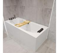 Baignoire rectangulaire 170x75 + tablier acrylique + appuie-tête, écoulement & pieds S | Set complet 5in1 baignoire originale acrylique siphon | BADLAND VITAE