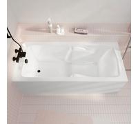 Baignoire rectangulaire 170x75x54cm avec zone de douche - Acrylique et ABS Blanc brillant