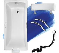 Baignoire rectangulaire BADLAND Optima Premium 170x70 avec vidage, appuie-tête, poignées et pieds S sans habillage
