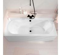Baignoire rectangulaire duo 170x75x54cm avec dossiers intégrés - Acrylique et ABS blanc brillant