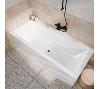Baignoire rectangulaire duo 180x80x54cm - 100% acrylique blanc brillant - Lignes droites
