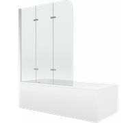 Mexen Cubik baignoire rectangulaire 150 x 70 cm avec habillage et pare-douche à 3 volets 120 cm, transparent, chrome 12988 5907709107694