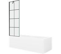 Mexen Cubik baignoire rectangulaire 150 x 70 cm avec revêtement et paroi de douche à 1 volet 60 cm, motif noir 22109 5905315203359