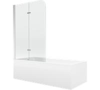 Mexen Cubik baignoire rectangulaire 160 x 70 cm avec habillage et paravent à 2 volets 100 cm, transparent, chrome 13027 5907709162167