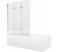 Mexen Vega baignoire rectangulaire 170 x 70 cm avec tablier et paroi de douche à 3 volets 120 cm, transparent, chrome 13158 5907709107830