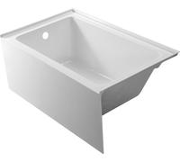 Baignoire rectangulaire SucceBuy (1219 x 762 x 508 mm), baignoire moderne en acrylique robuste avec écoulement et trop-plein à gauche, rebord intégré, capacité de 110 litres, blanche