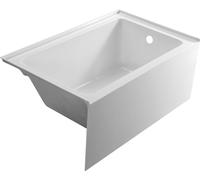 Baignoire rectangulaire SucceBuy (1219 x 762 x 508 mm), baignoire moderne en acrylique robuste avec écoulement et trop-plein à droite, rebord intégré, capacité de 110 litres, blanche