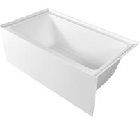 Baignoire rectangulaire SucceBuy (1372 x 762 x 508 mm), baignoire moderne en acrylique à double paroi avec écoulement et trop-plein à droite, rebord intégré, capacité de 120 litres, blanche