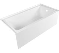 Baignoire rectangulaire SucceBuy (1524 x 762 x 508 mm), baignoire moderne en acrylique à double paroi avec écoulement à droite et trop-plein, rebord intégré, capacité de 130 litres, blanche