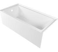 Baignoire rectangulaire SucceBuy (1524 x 762 x 508 mm), baignoire moderne en acrylique robuste avec écoulement et trop-plein à gauche, rebord intégré, capacité de 130 l, blanche