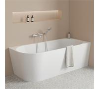 Baignoire semi-îlot MILO en acrylique blanche 150cm - Angle droit