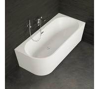 Baignoire Semi-îlot Murale D'angle Capri 160 Droite Blanche 160 X76 X58 Cm, By Spalina