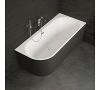 Baignoire Semi-îlot Murale D'angle Capri 160 Droite Noire 160 X76 X58 Cm, By Spalina
