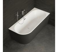 Baignoire Semi-îlot Murale D'angle Capri 160 Droite Noire 160 X76 X58 Cm, By Spalina