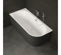 Baignoire Semi-îlot Murale D'angle Capri 160 Gauche Noire 160 X76 X58 Cm, By Spalina