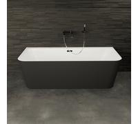 Baignoire Semi-îlot Murale Mint 180 Noire 180 X81 X57 Cm, By Spalina