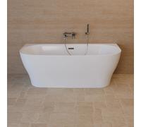 Baignoire Semi-îlot Murale Velvet 170 Blanche 170 X75 X58 Cm, By Spalina