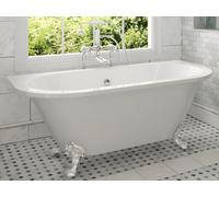 Baignoire semi îlot retro avec pieds d'aigle - 150 x 74 x 61 cm - Acrylique - Blanche - 154 L - SPARUS