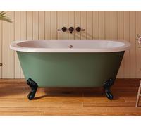 Baignoire semi îlot retro avec pieds d'aigle - 150 x 74 x 61 cm - Acrylique - Vert mat - 154 L - SPARUS