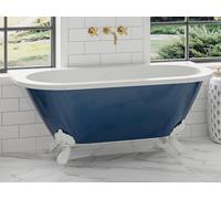 Baignoire semi îlot rétro avec pieds d'aigle - 150 x 74 x 61 cm - Bleu brillant - 154L - SPARUS