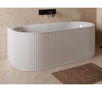 Baignoire semi îlot striée - 170 x 80 x 60 cm - Acrylique - Blanc mat - 290 L - BARBORI