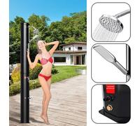 Baignoire solaire de 40 litres, noire, avec couvercle de protection, bouchon pour empêcher le drainage et douchette manuelle, idéale pour le camping